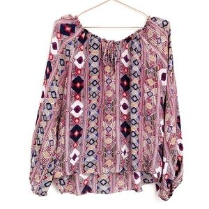 Parker Silk Bohemian Pattered Peasant Blouse